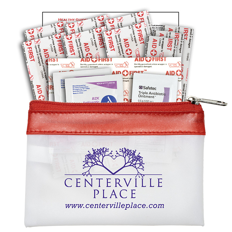 "SAFETY-ON-THE-GO" 14 Piece First Aid Kit in Colorful Zipper Vinyl Pouch 31