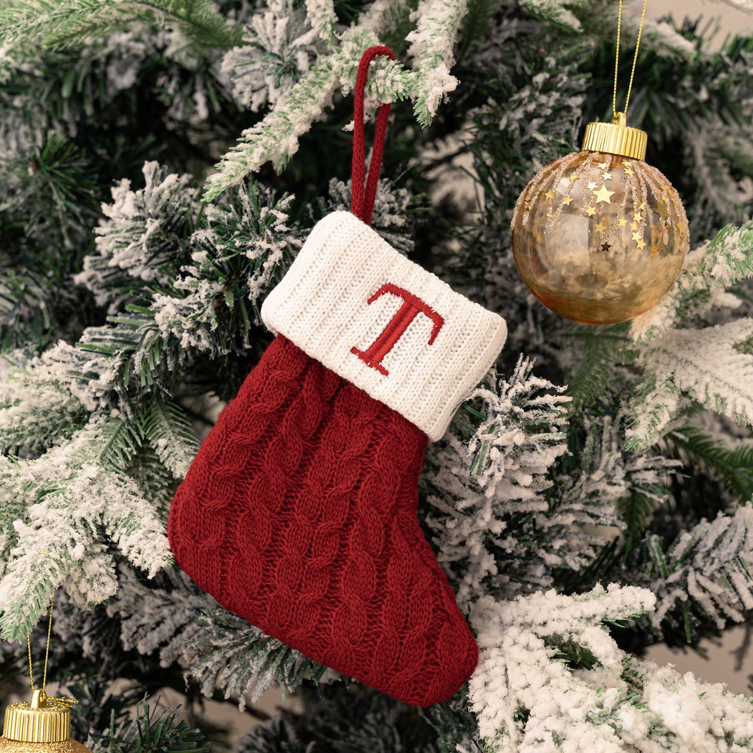 Mini Cotton Knitted Christmas Stocking 13