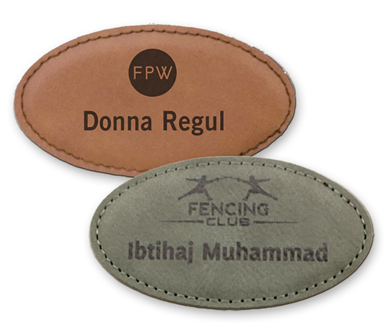 Leather Oval Stitched Badge 1.5" x 3" 11