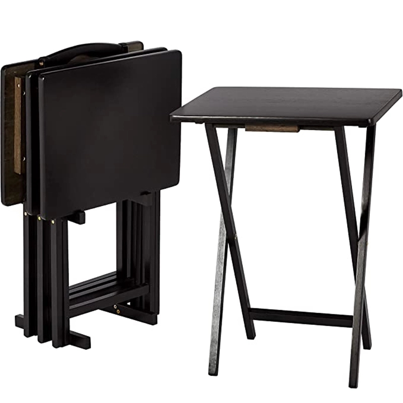 Basics Classic Tv Dinner Folding Trays With Storage Rack 10