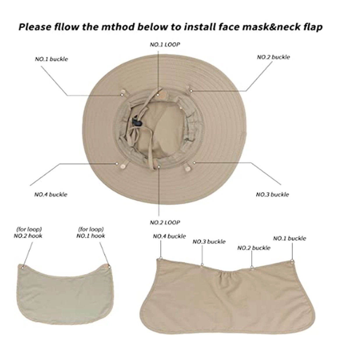 Face Cover Summer Neck Flap Bucket Hat 3
