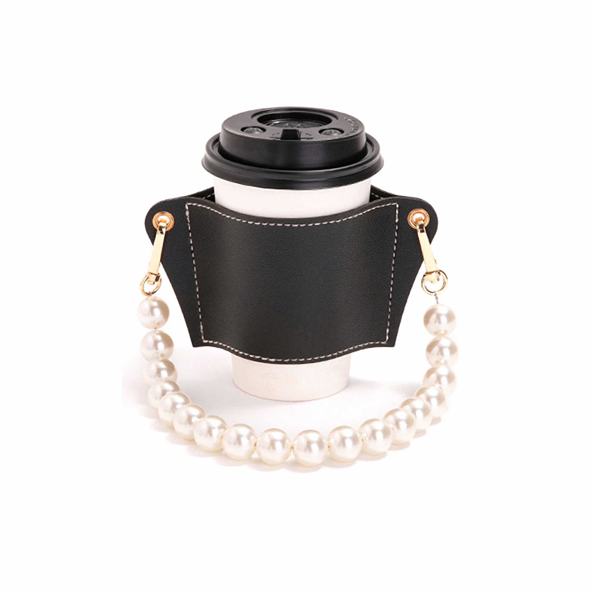 Faux Leather Cup Holder with Chain 3