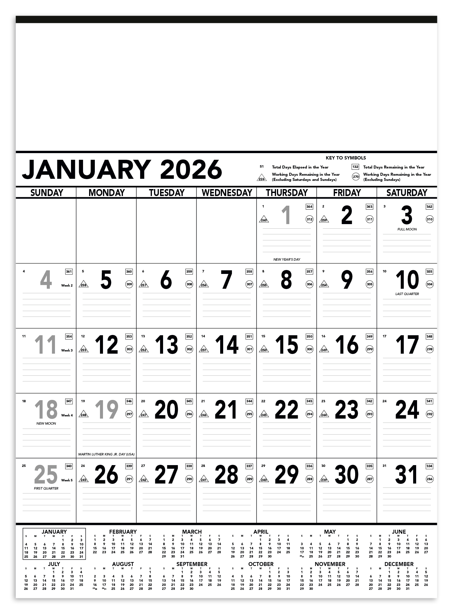 Triumph® Calendars Black & White Contractor Memo Calendar 11