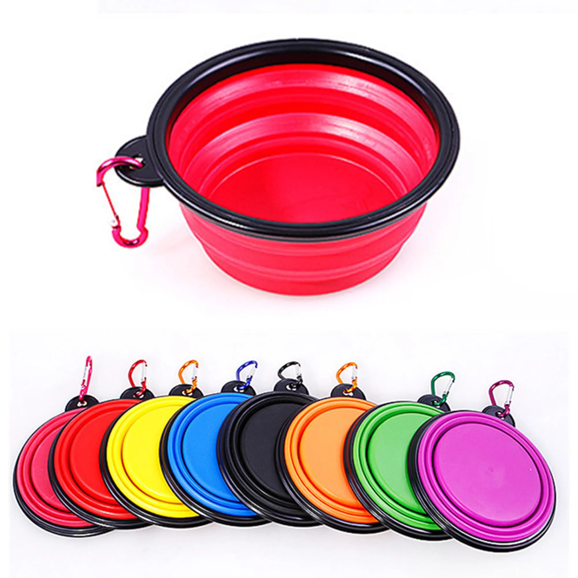 Portable Pet Collapsible Bowl with Carabiner