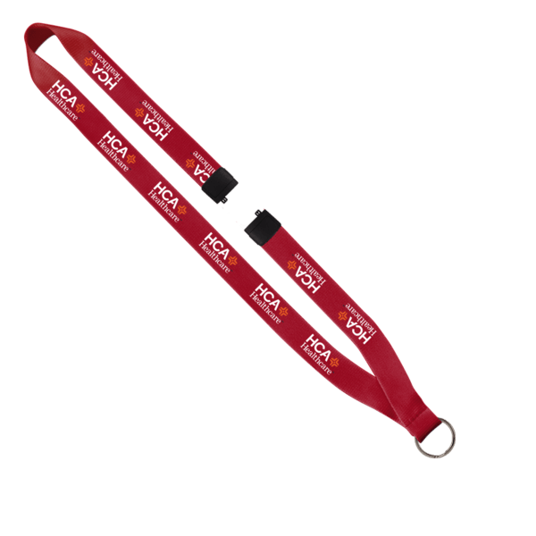 3/4" Polyester Lanyard with Sewn Silver Metal Split-Ring 191