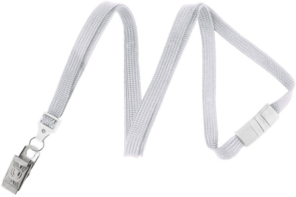 3/8" Breakaway Blank Lanyard w/Bulldog Clip (White) 2