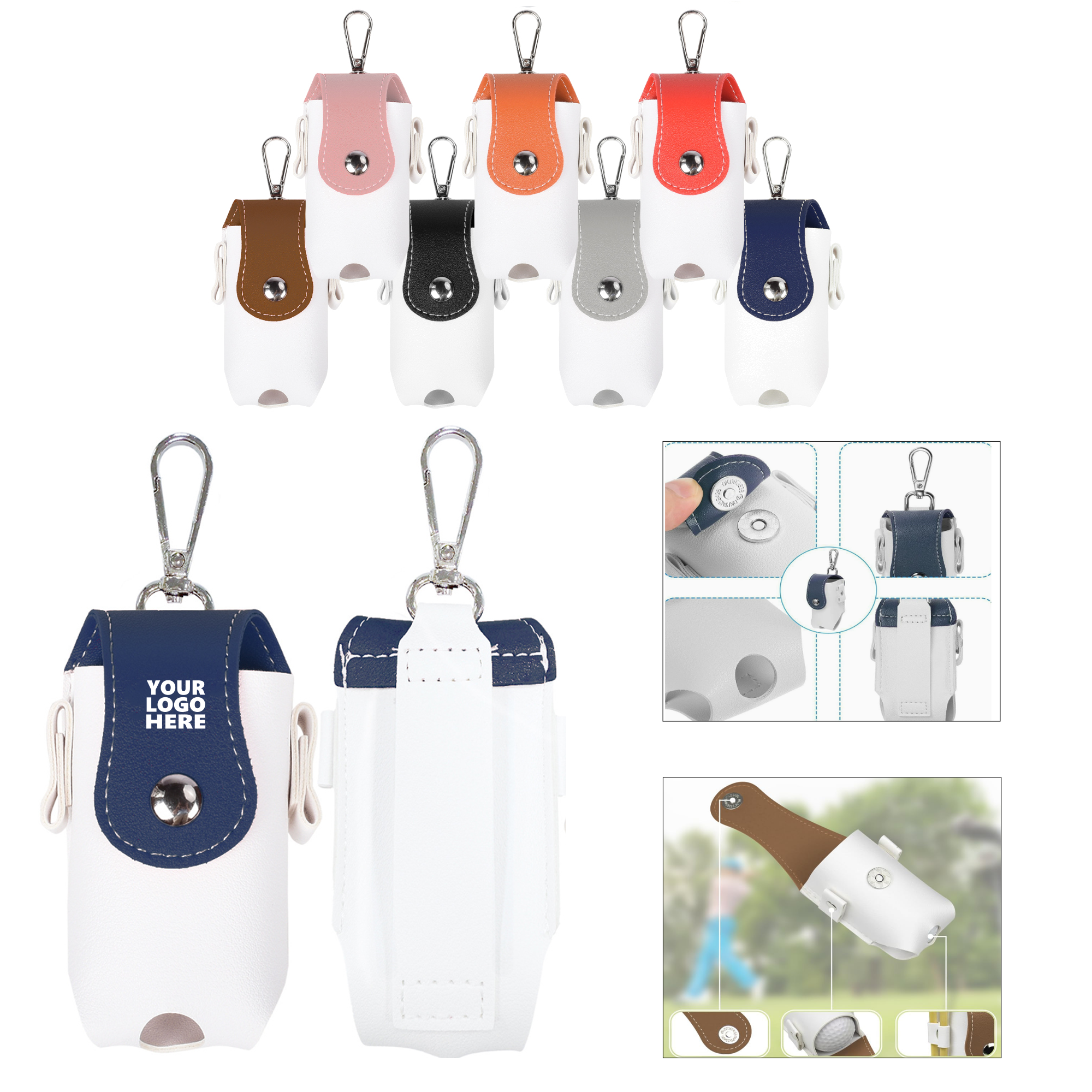 PU Leather Two-Ball Portable Golf Bag 2