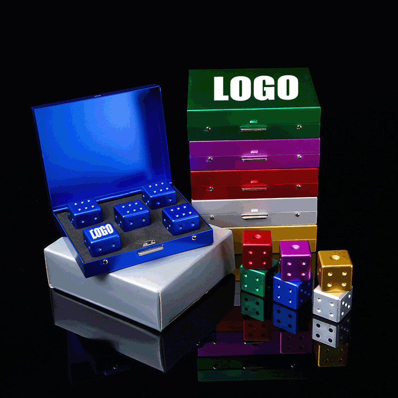 Portable Metal Dice with Case / 5Pcs Metal Dice Game Set with Metal Container 1