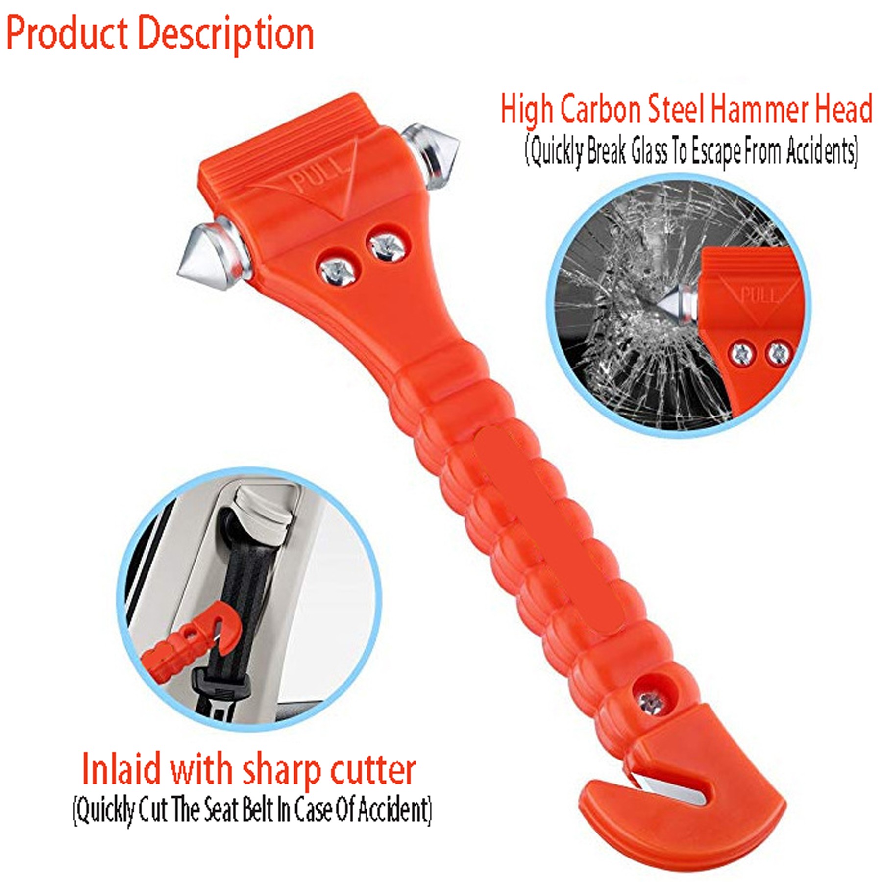 Car 2-In-1 Life Saving Emergency Car Safety Hammer 2