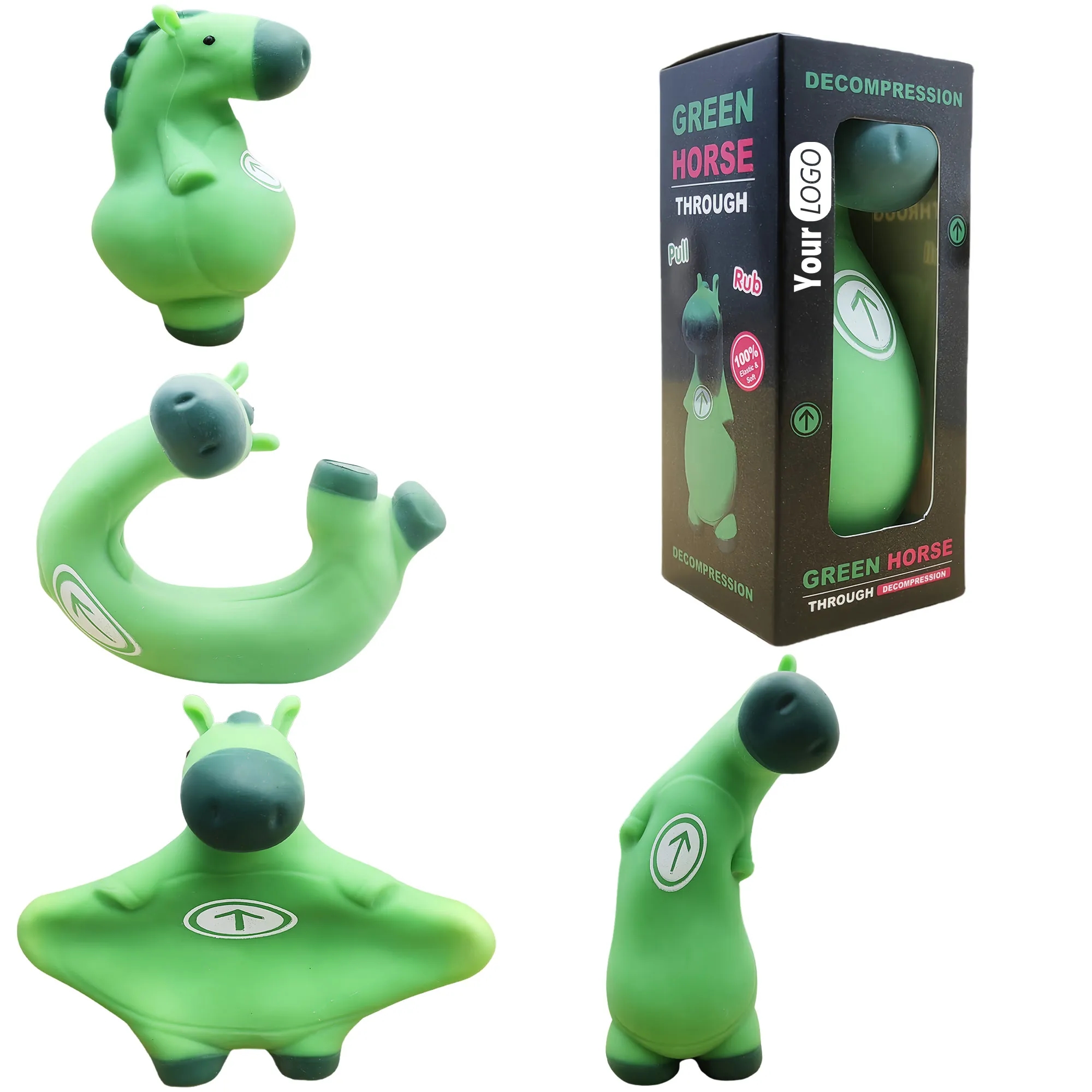 Novelty Green Horse Pull Squeeze Toy For Stress Relief