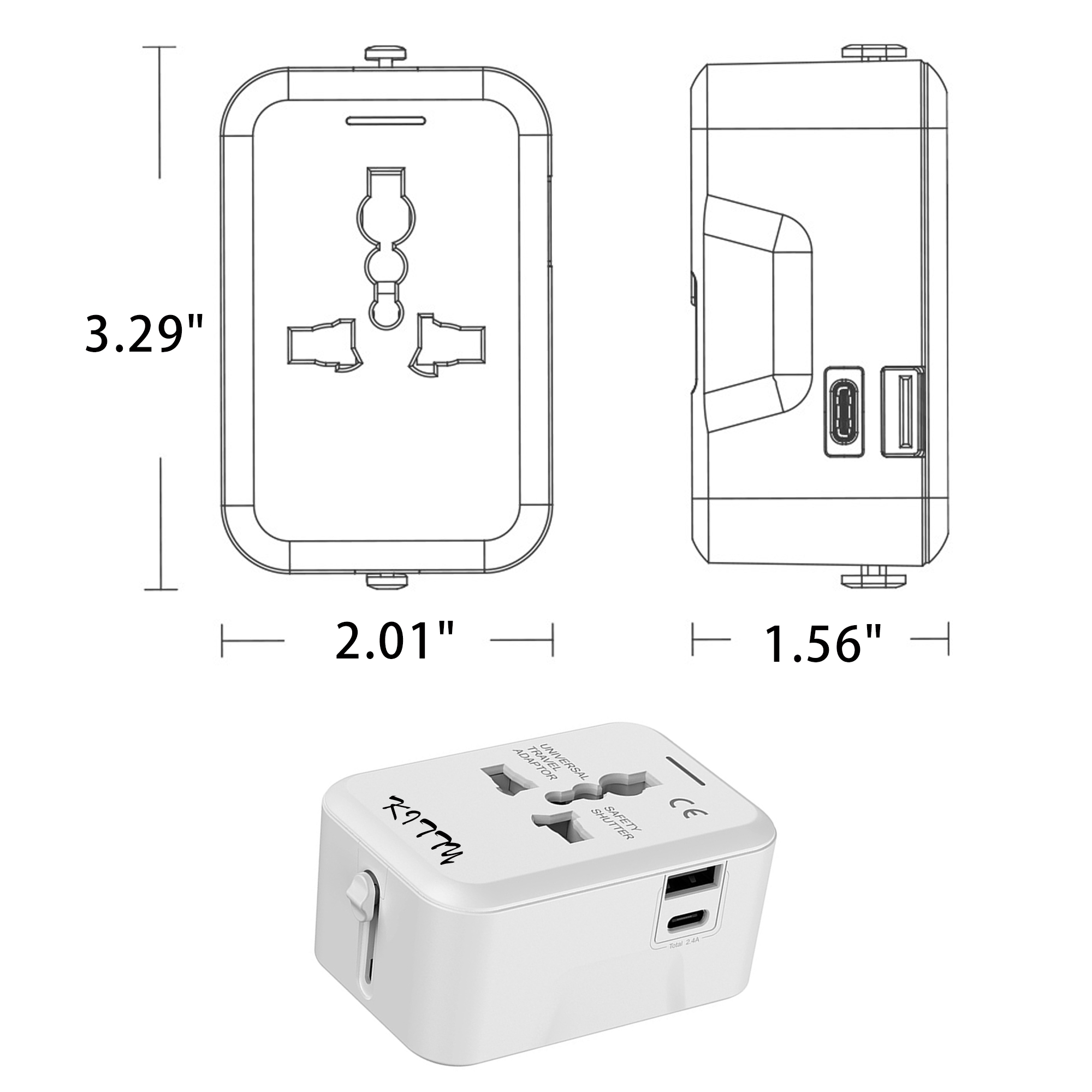 Mini Universal Travel Adapter Plug & Socket 2