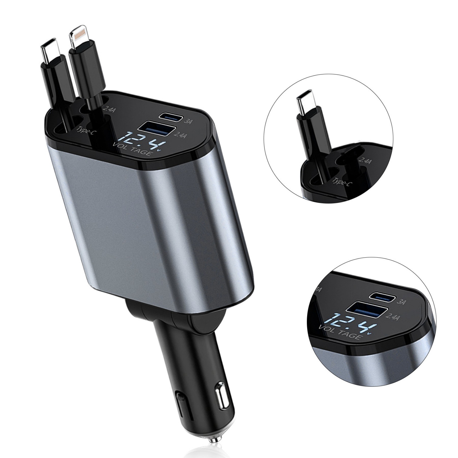 4 in 1 Retractable Fast Car Phone Charger 2