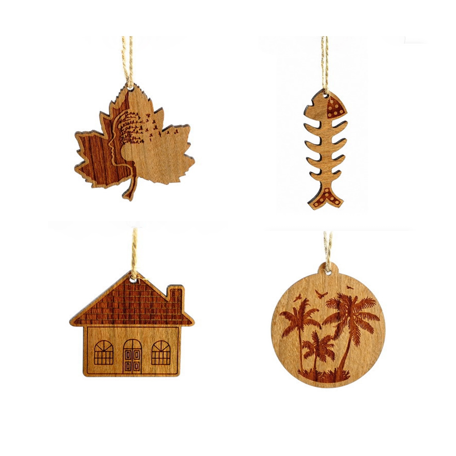 3.5" Wooden Ornaments W/ Laser Engraving-Customized Shape 3