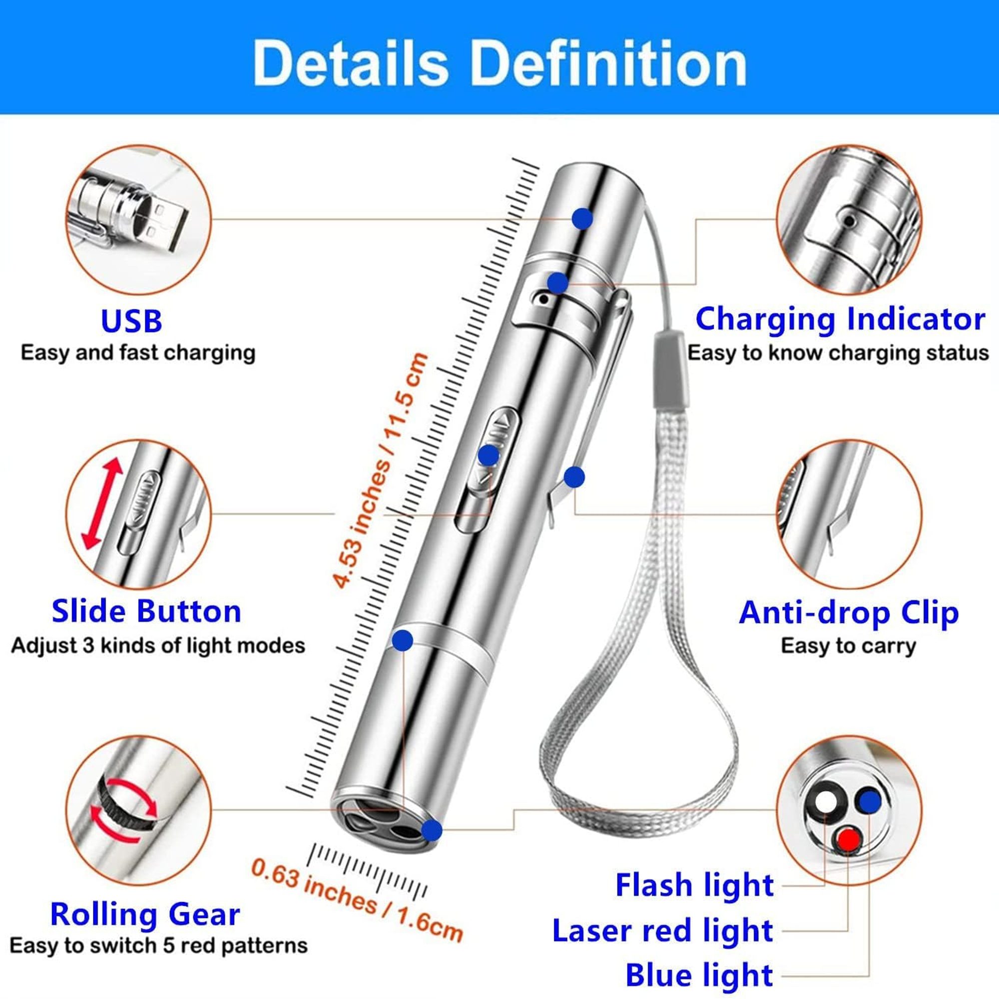 Cat Toys USB Recharge Laser Pointer 4