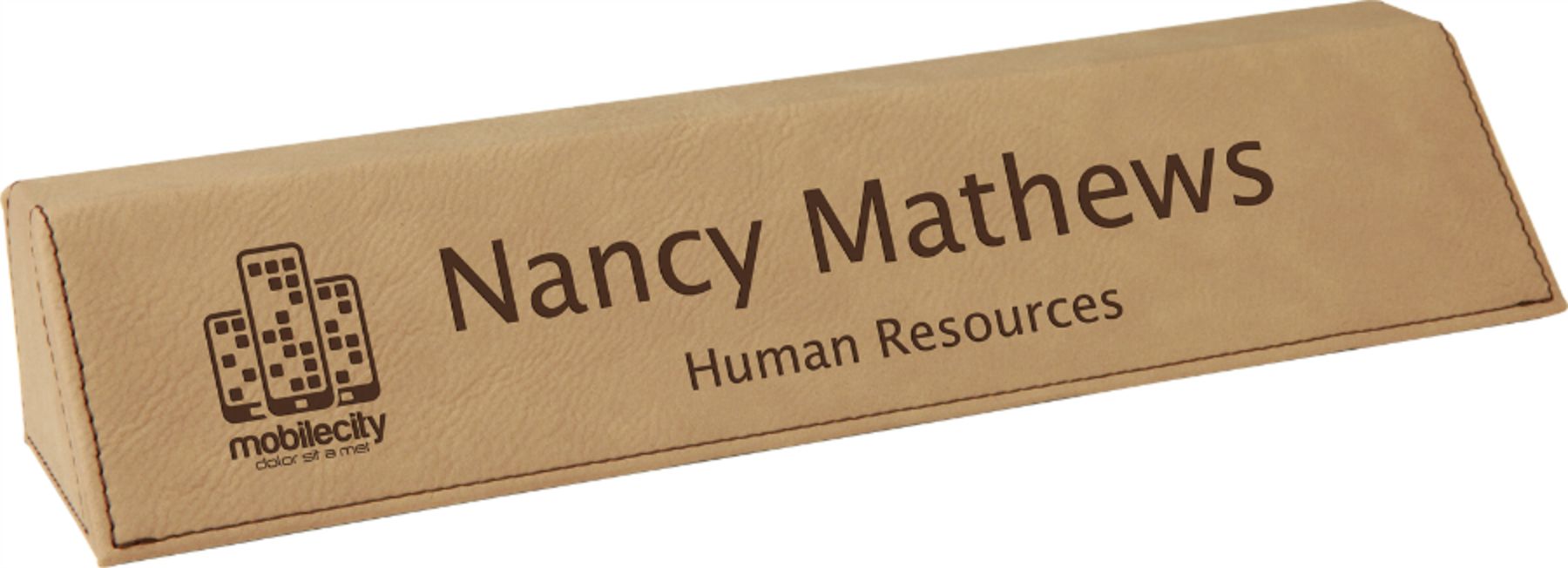 10-3/4" Custom Laser Engraved Leatherette Desk Wedge