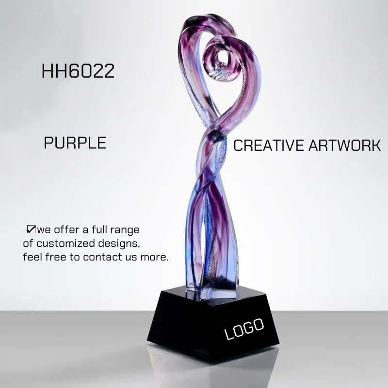 Creative Glazed Crystal Heart-Shaped Trophy Award LOT 4