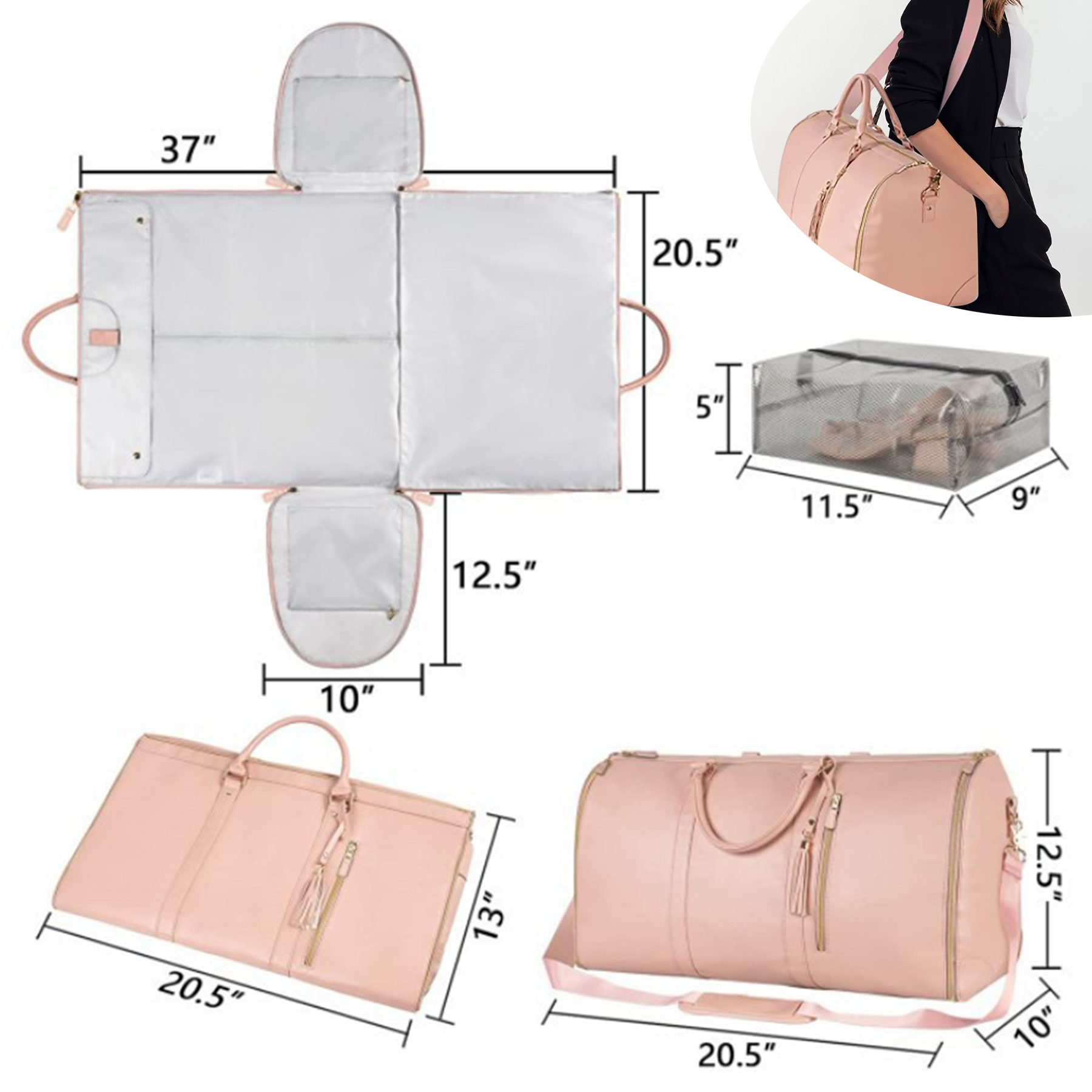 Pu Leather 2 In 1 Travel Bag 2