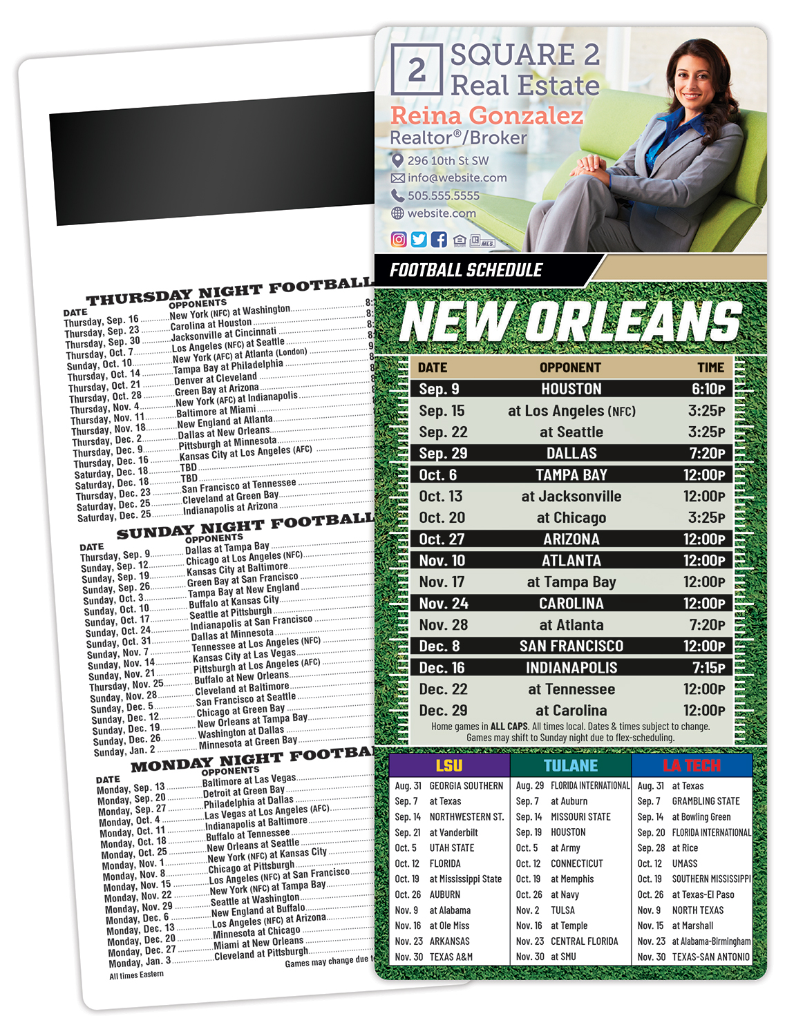 Football Schedule Laminated Card/Postcard with Magnet Strip 3.5x8.5 - 14 pt. 1