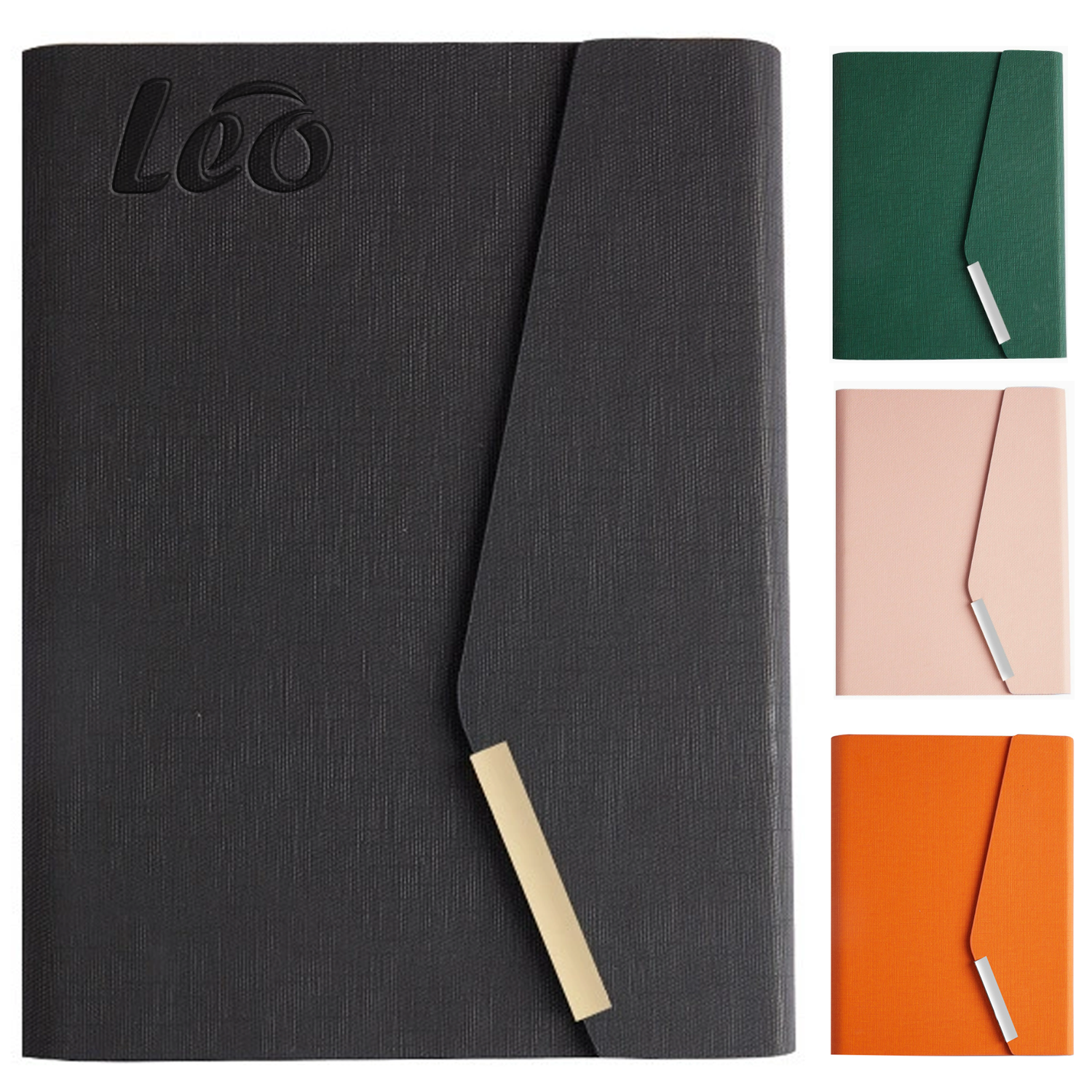 Faux leather three fold tower buckle notebook set gift box 2