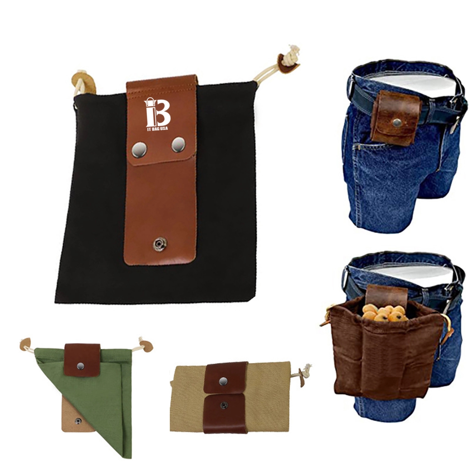 Mushroom Foraging Bag Waxed Canvas Collapsible Camping Pouch 1