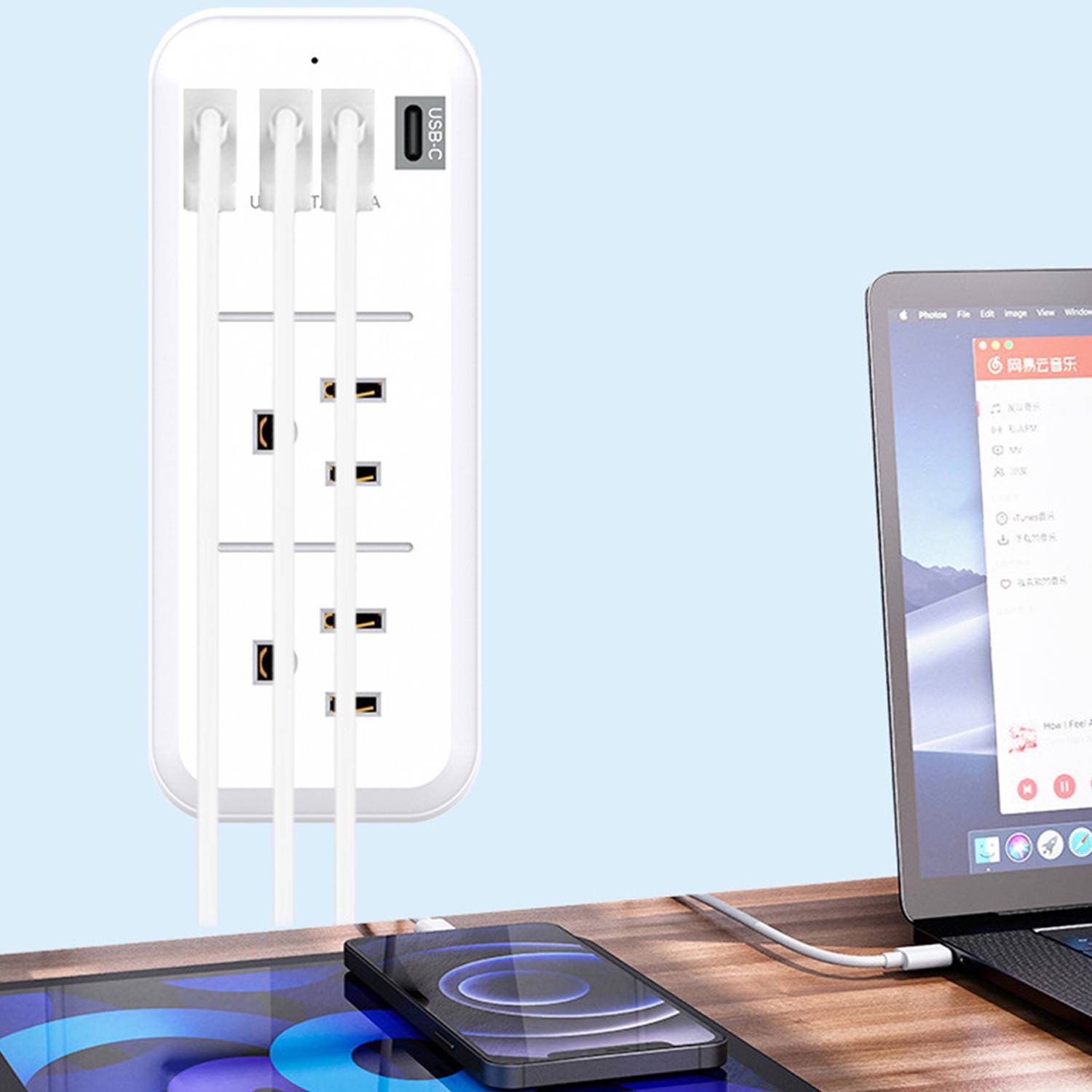 Rotatable USB Multi Plug Outlet Extender Socket Patch Board 5