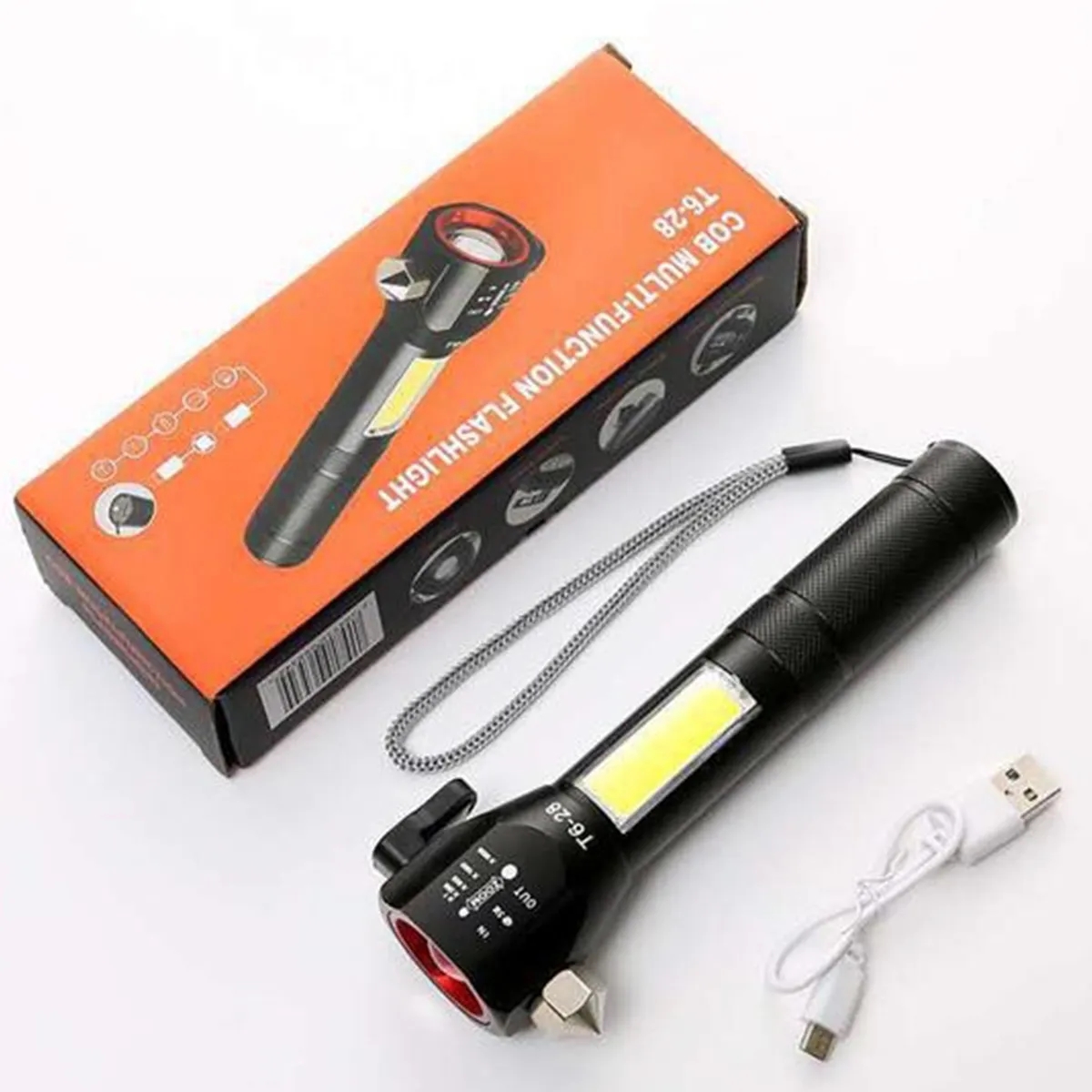 Portable COB Travel Emergency Flashlight with Car Safety Ham 4