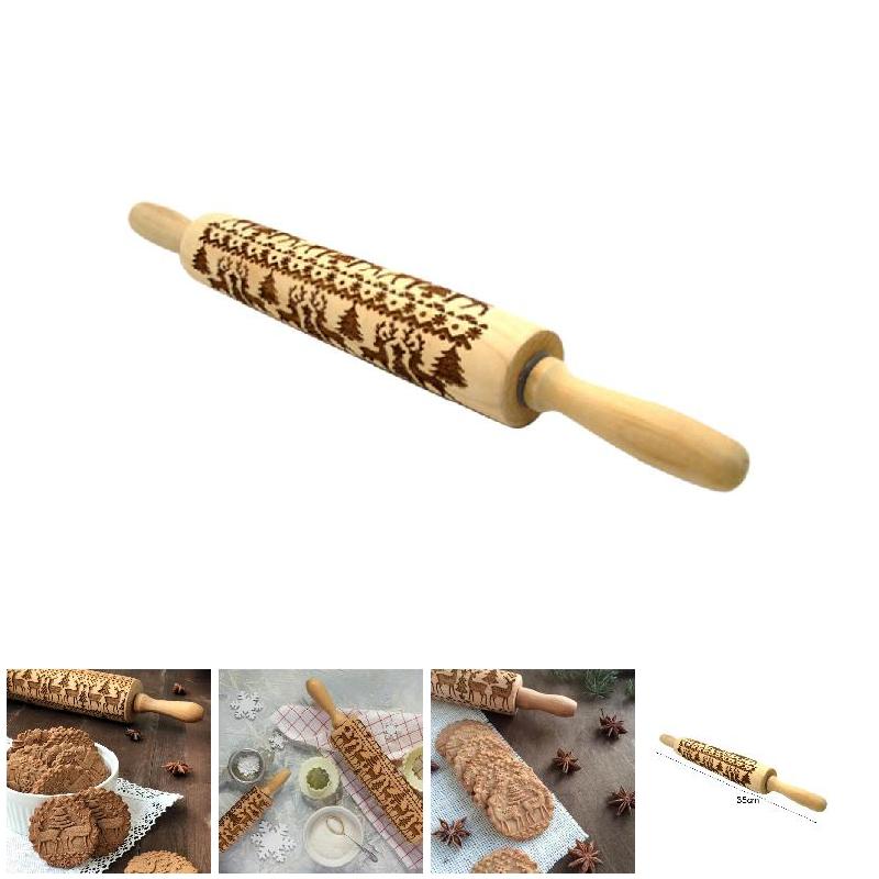 Christmas Engraved Wooden Rolling Pins for Baking Embossed 2