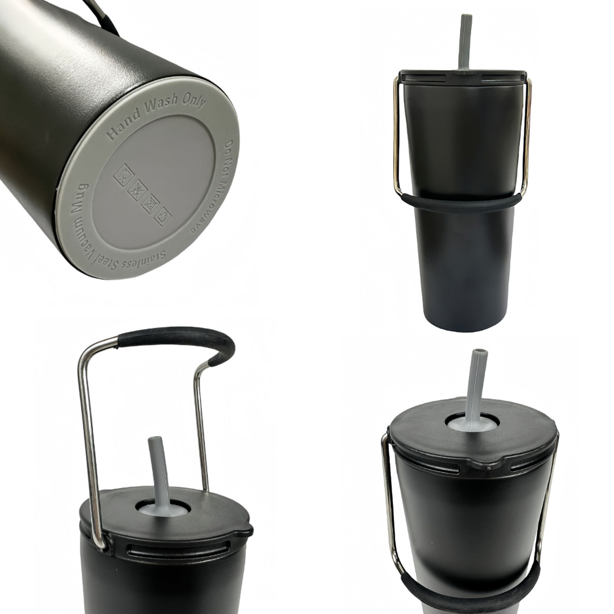 20Oz. Stainless Steel Handle Tumbler with Straw Lid 1
