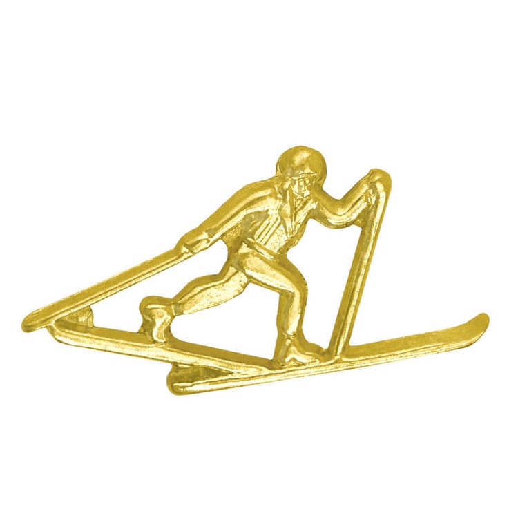 Cross Country Skiing Bright Gold Chenille Lapel Pin 2