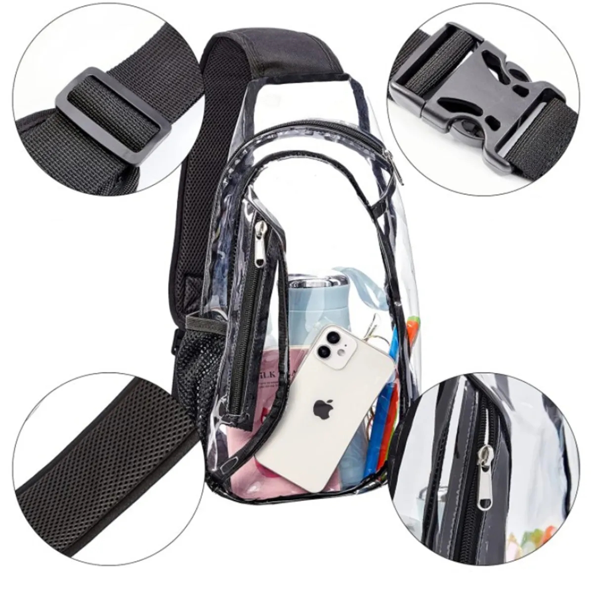 Stadium Approved Transparent Clear Sling Crossbody Bag 5