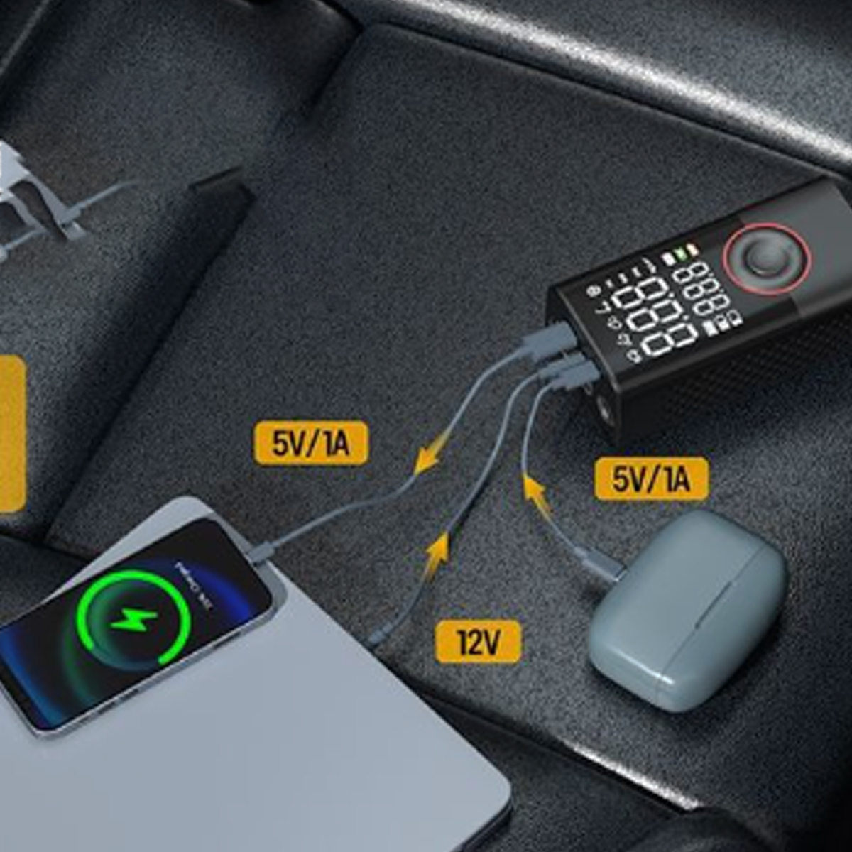 Portable Digital Tire Inflator Pump with USB Charging 6