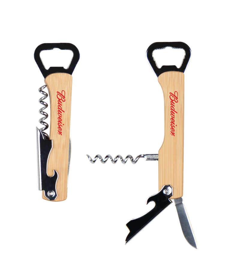 Union Printed - 4-in1 Durable Wood Wine Beer Opener with Knife 3