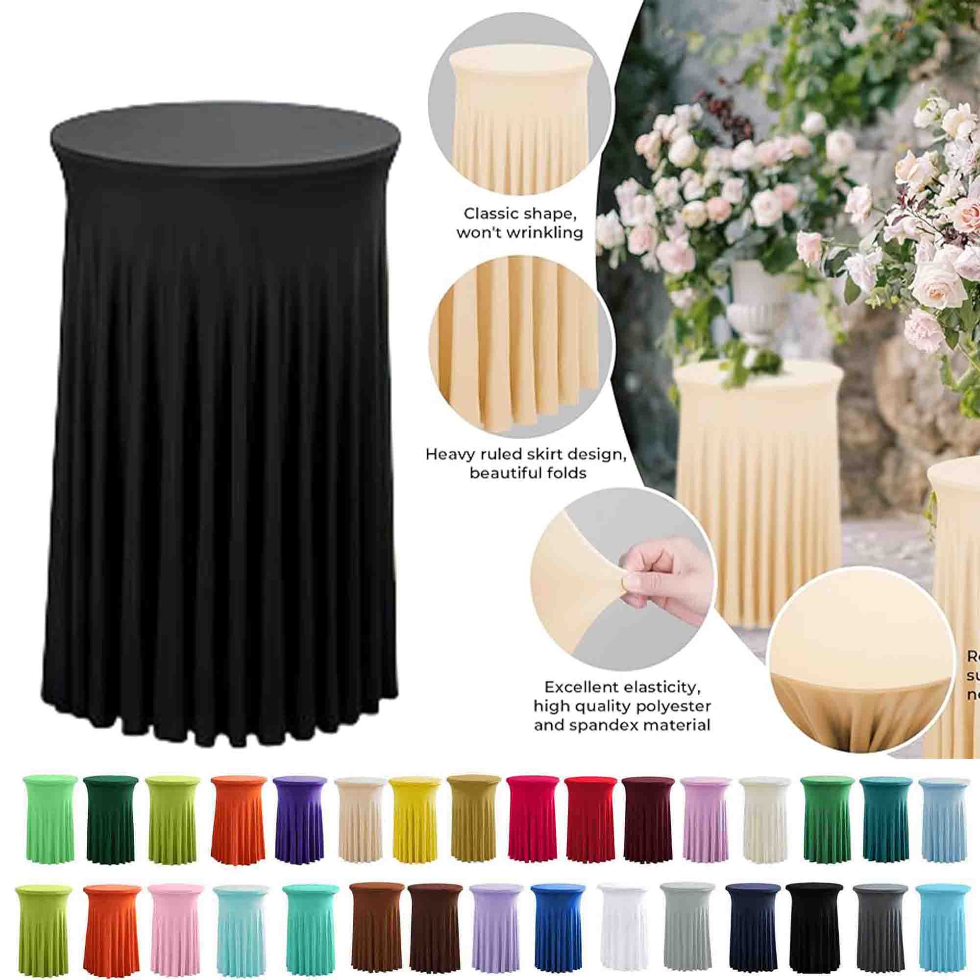 Cocktail Table Covers Spandex Stretch Round Tablecloth Skirt 2