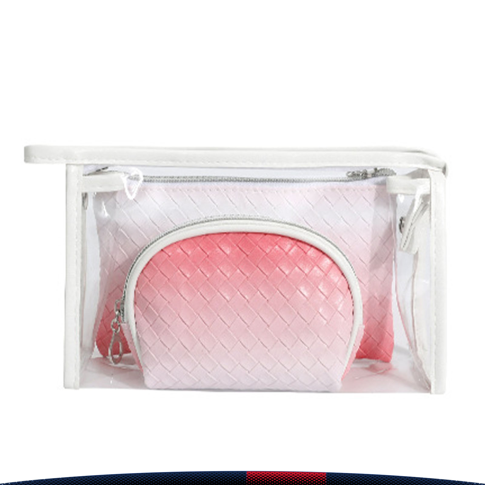 Woven Texture Makeup Bag Set 4