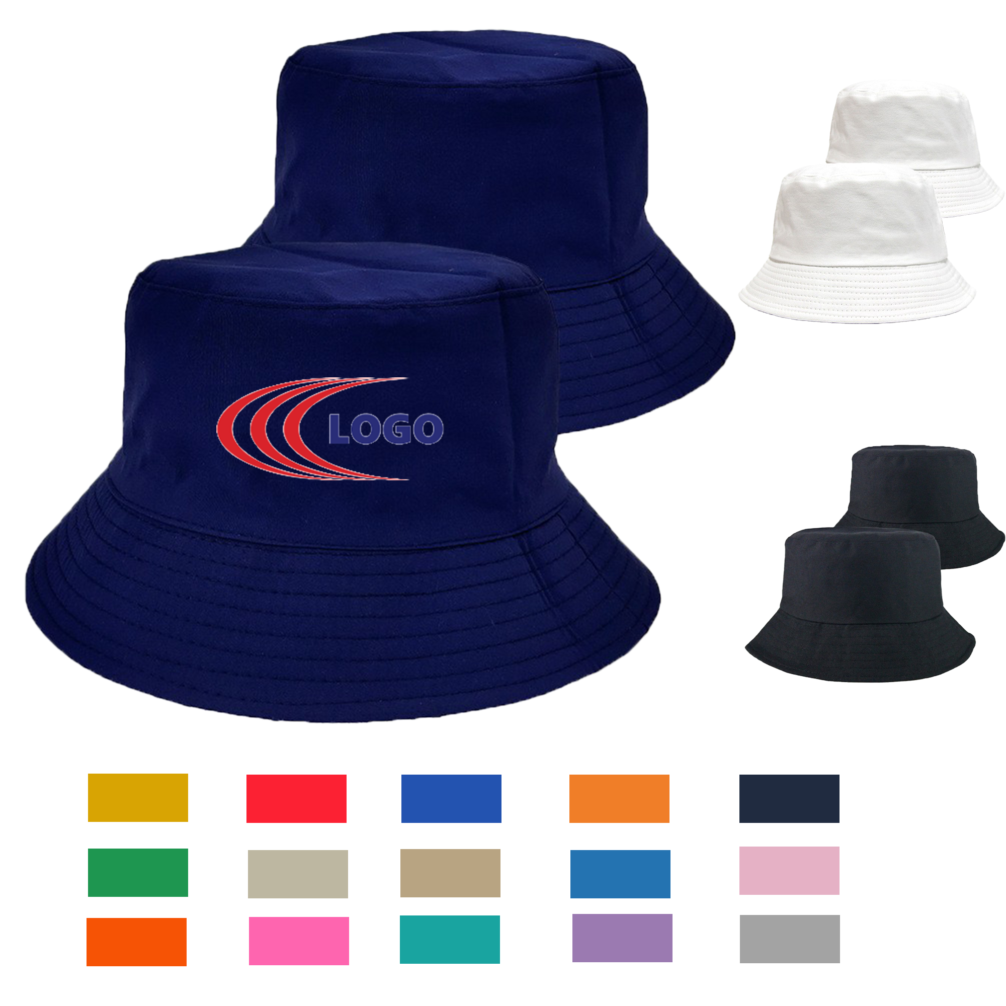 Foldable Cotton Bucket Hat with Custom Imprint 2