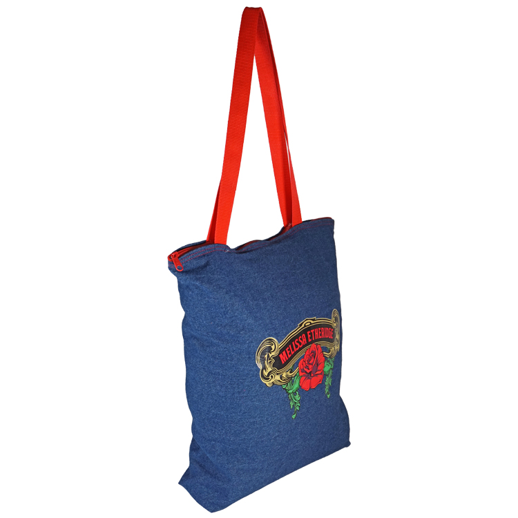 Bottom Gusset Denim Tote, with Poly Handles & Zipper 4