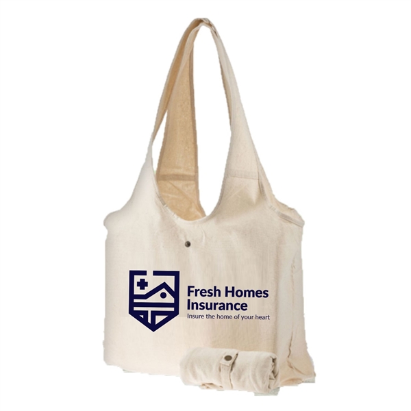 9 oz Cotton Canvas Folding Shoulder Bag - 19"W x 13"H x 3"D 1