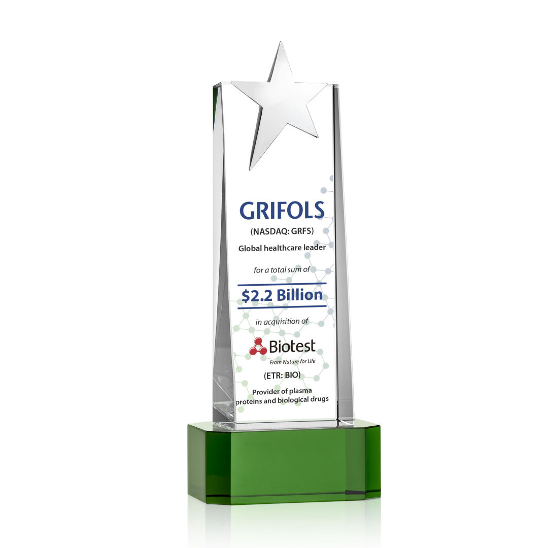 Fanshaw Silver Star VividPrint™ Award On Base - Green 5