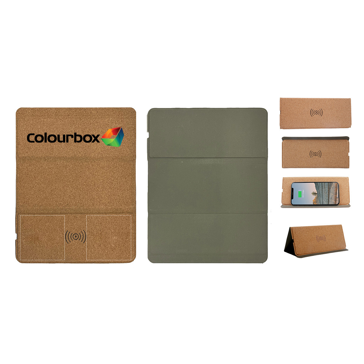 Multi-Function Foldable Wireless Charger with Phone Stand & Cork Mousepad 3