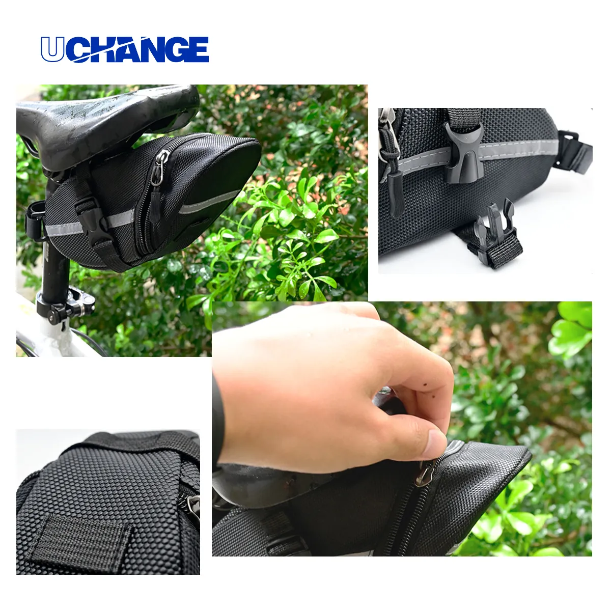 Reflective Nylon Bike Saddle Bag Under-Seat Storage 2
