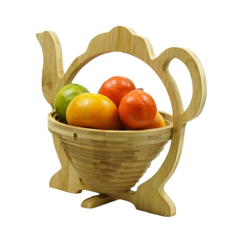 Foldable Bamboo Teapot-Shaped Apple Fruit Basket 4