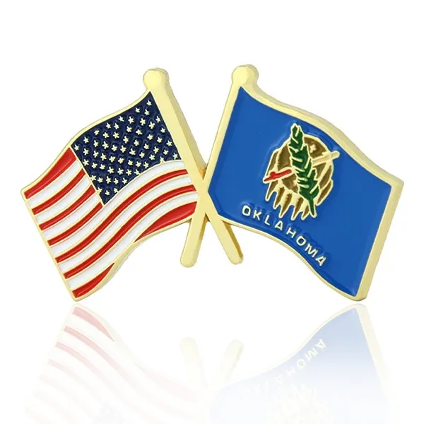 Stock Crossed Flag Pin (USA & USA) 35