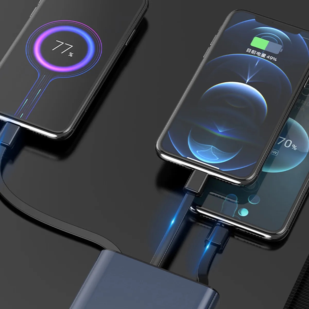 Slim Power Bank with Integrated Charging Cables 5