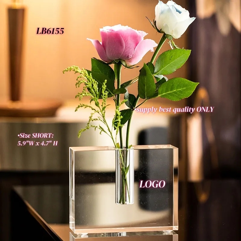 Square Crystal Flower Vases Glass Centerpieces for Tables 3