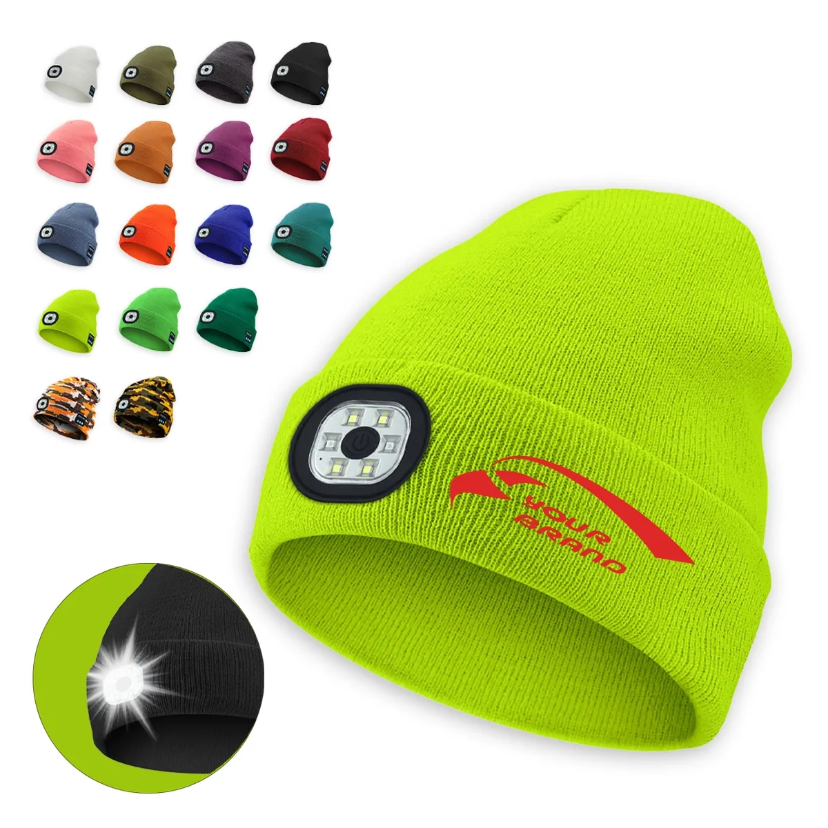 LED Beanie Hat Warm Outdoor Bluetooth Adjustable Cap Unisex 1