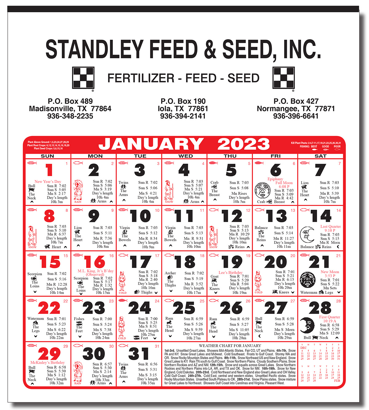 6 Sheet Monthly Almanac Calendar 5