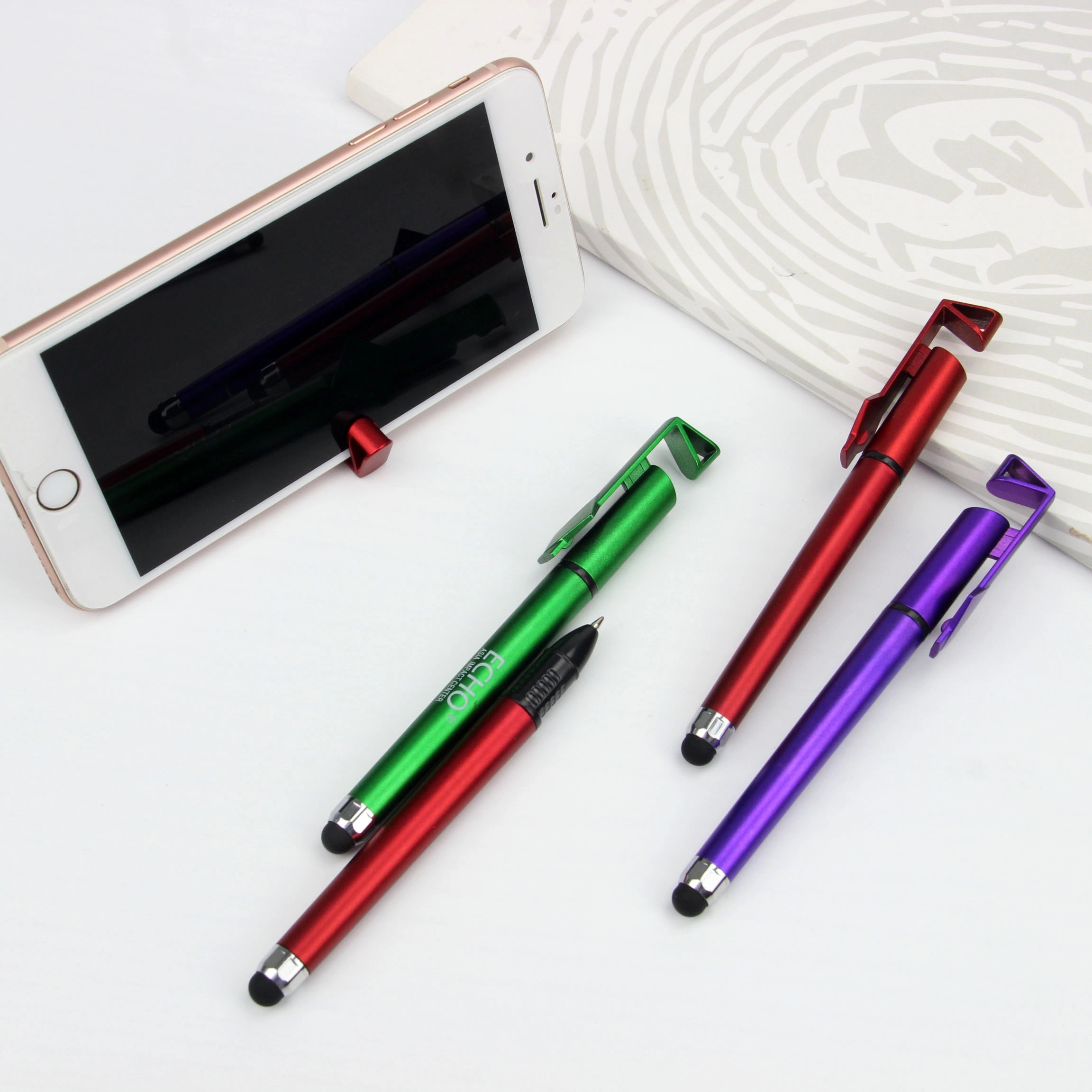 Plastic Pens with Touch Screen Stylus and phone holder 7