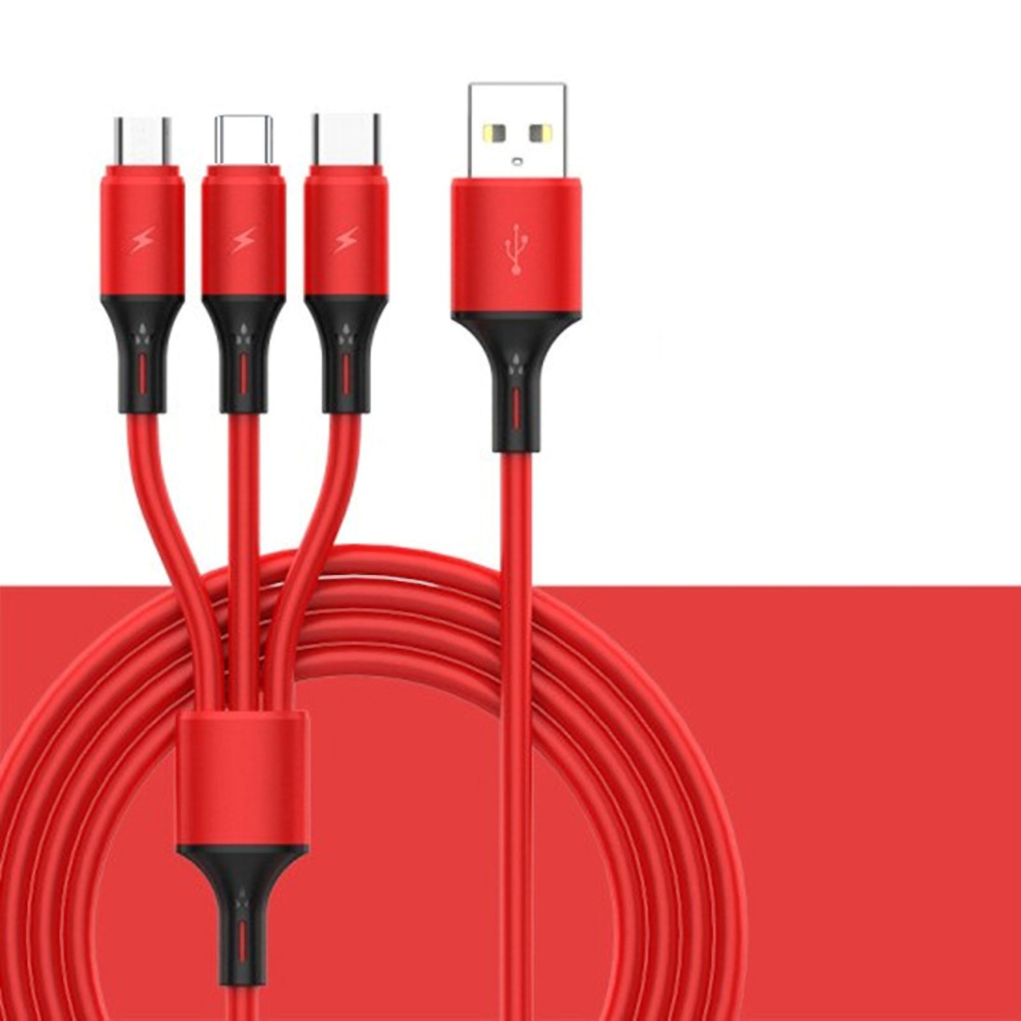 3-in-1 Silicone USB Charging and Data Cable 2