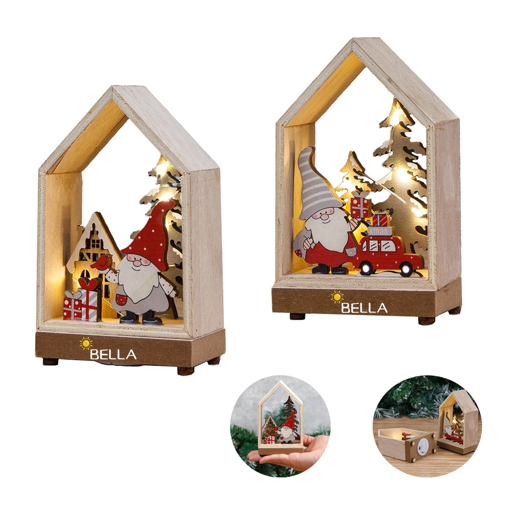 Christmas Wood Cutouts Pendants With Led Lights 9