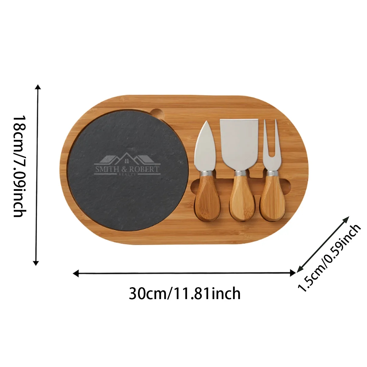 Bamboo Cheese Board Set w/ Slate & 3 Knives Party Home 6